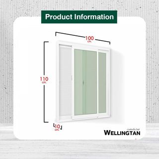 WELLINGTAN หน้าต่างอะลูมิเนียม บานเลื่อน SS 100x110ซม. สีขาว พร้อมมุ้ง