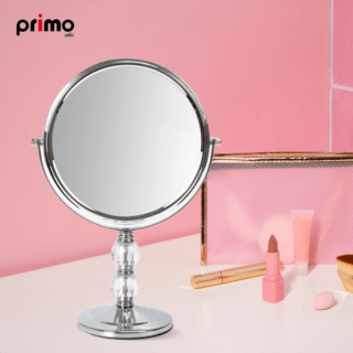 Primo กระจกแต่งหน้าคริสตัล รุ่น TQ-DY40A ขนาด 23x12x13 ซม. สีเงิน