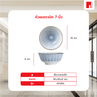 ADAMAS ถ้วยเซรามิค 7 นิ้ว AKIRA สีขาวลายฟ้า