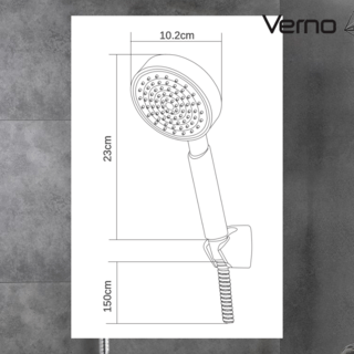 Verno ชุดฝักบัวสายอ่อน 1ระบบ รุ่น TM-2015 ขนาด 9.5x23x1.5ซม. สีเงิน