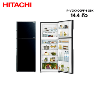 HITACHI ตู้เย็น 2 ประตู 14.4 คิว R-VGX400PF-1 GBK สีกระจกดำ