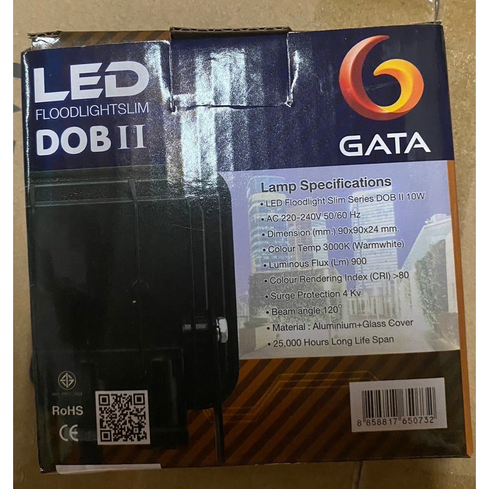 GATA โคมฟลัดไลท์ LED 10W แสง Warmwhite (สว่างพิเศษ) สีดำ