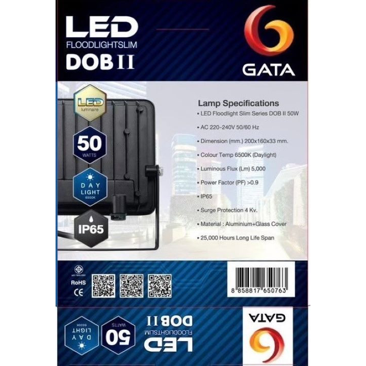 GATA โคมฟลัดไลท์ LED 50W เดย์ไลท์ สีดำ (สว่างพิเศษ)