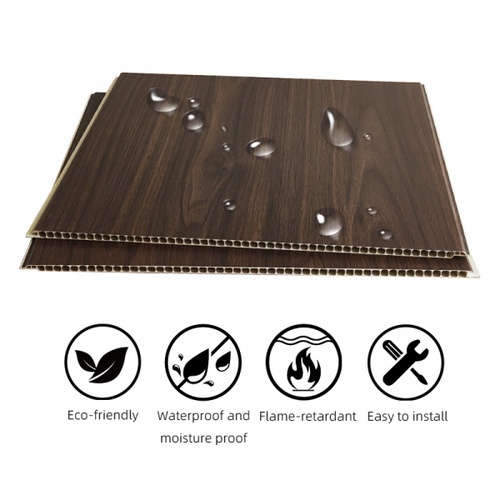 GREAT WOOD แผ่นตกแต่งผนังและฝ้าPVC GPPVC3.7-1 400*8*2900มม. สีวอลนัท