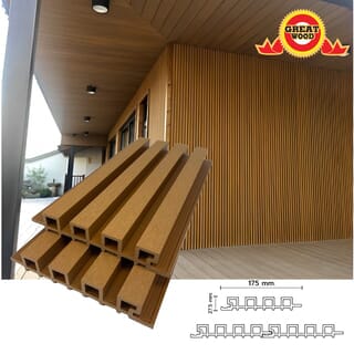 GREAT WOOD ไม้ผนัง WPCร่องเล็ก รุ่น P27-175-2 ขนาด175X27.5X3000มม. Teak