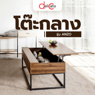 DELICATO โต๊ะกลาง รุ่น ANZO ขนาด 60x100x50 ซม. สีวอลนัท