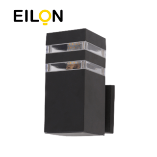 EILON โคมไฟติดผนังโมเดิร์ม ทรงกระบอกสี่เหลี่ยม E27 ขนาด 9x9x20cm IP65 รุ่น MVW018-S(B) สีดำ