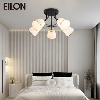 EILON โคมไฟติดเพดาน 5 หัว ขั้ว E27 ขนาด 55*55*27cm รุ่น WX316/5 สีดำ-ขาว