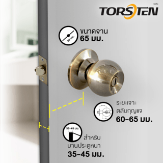 TORSTEN ลูกบิดห้องน้ำ สเตนเลส-304 รุ่น S587 BK-AC สีทองแดงรมดำ