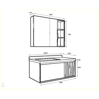 Verno ชุดเคาน์เตอร์อ่างล้างหน้าplywood พร้อมตู้กระจก 100x55x44 cm. รุ่น เกรย์ BL3149-100 สีเทาอ่อน  (1/3)