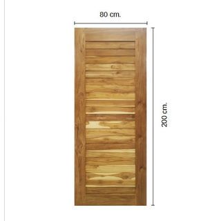 ประตูไม้สัก บานทึบทำร่อง (3) SJK006 80x200cm. SJK