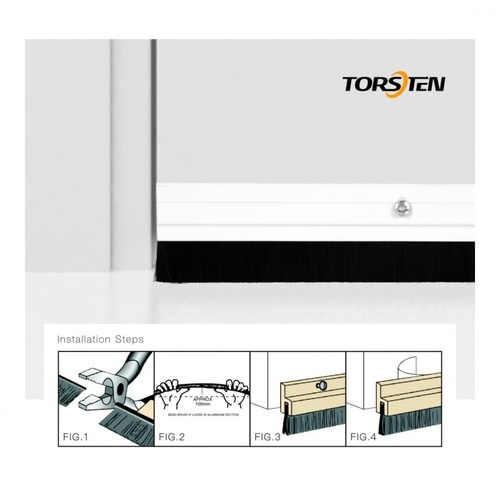 TORSTEN เส้นกันแมลงอะลูมิเนียม แถบขนแปรง รุ่น  KZT011-WH 100ซม. สีขาว