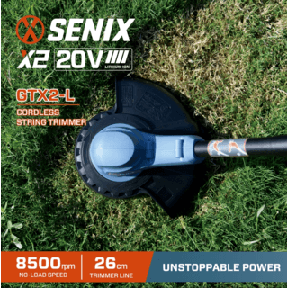 SENIX เครื่องเล็มหญ้าไร้สายพร้อมแบตเตอรี่ รุ่นGTX2-L กำลัง20V สีน้ำเงิน