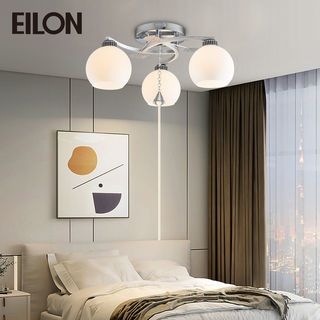 EILON โคมไฟติดเพดาน 3 หัว ขั้ว E27 ขนาด 45*45*22cm รุ่น WX306/3 สีโครเมียม-ขาว