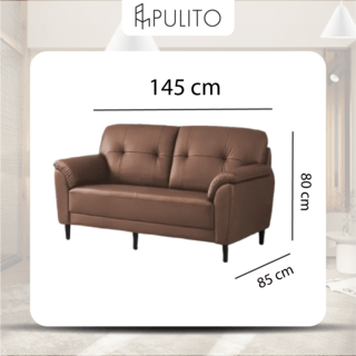 PULITO โซฟาหนัง 2ที่นั่ง 145x85x80 ซม. รุ่น AKY สีน้ำตาล