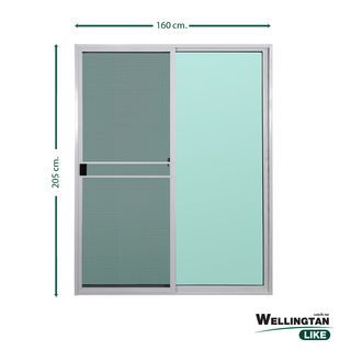 WELLINGTAN (LIKE) ประตูอะลูมิเนียม บานเลื่อน SS W-AL/015 WH 160x205ซม. สีขาว พร้อมมุ้ง