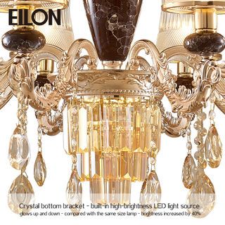 EILON โคมไฟเพดานคริสตัล 48W LED 8หลอด แสงคูลไวท์ รุ่น LD760/8