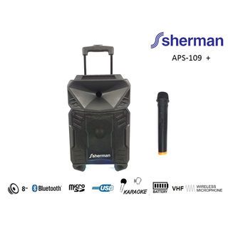 Sherman ลำโพงล้อลากอเนกประสงค์ รุ่น APS-109 Plus สีดำ