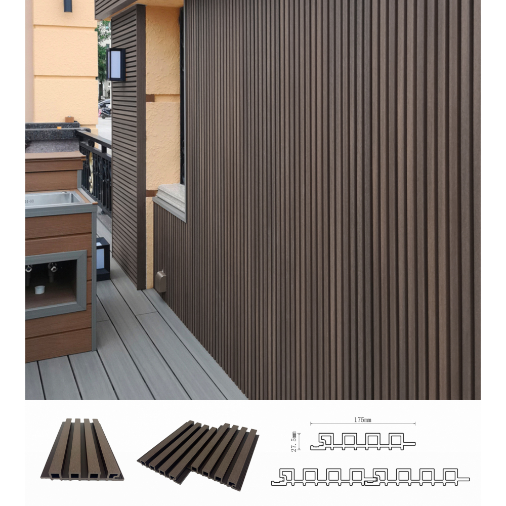 GREAT WOOD ไม้ผนัง WPCร่องเล็ก รุ่น P27-175-2 ขนาด175X27.5X3000มม. Chocolate