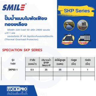 SMILE ปั๊มหอยโข่ง 0.5Hp 220V รุ่น SM-SKP60-1