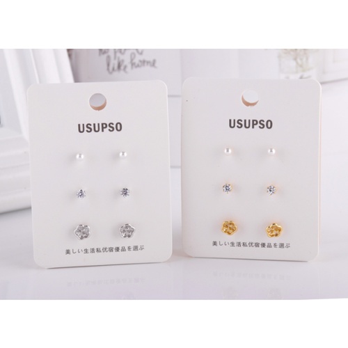 USUPSO ต่างหูลายดอกเก็กฮวย แพ็ค 3 คู่ ขนาด 10.5x7x1.3 (#E)