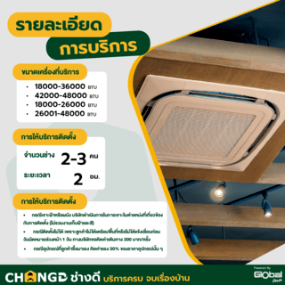 บริการติดตั้งเครื่องปรับอากาศแบบฝังฝ้า 1 ทิศทาง ขนาด 17000 BTU.