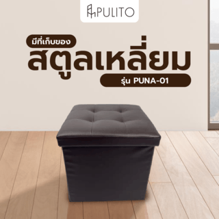 PULITO สตูลเหลี่ยมมีที่เก็บของ 38x38x38ซม. PUNA-01 สีน้ำตาล