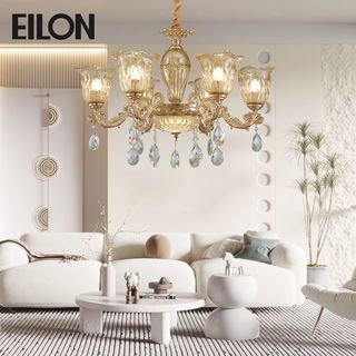 EILON โคมไฟแขวนช่อคริสตัล ขนาด 70*50cm รุ่น MD8064-6 สีทอง