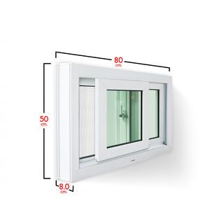 RAKANGTHONG หน้าต่างบานเลื่อน UPVC 80x50 cm.สีขาว