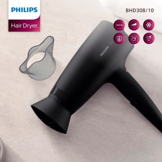 PHILIPS ไดร์เป่าผม ด้ามพับ BHD308 1600 วัตต์ สีดำ