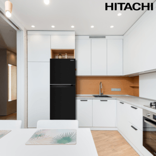 HITACHI ตู้เย็น 2 ประตู 7.4 คิว HRTN5230MBBKTH สีดำ