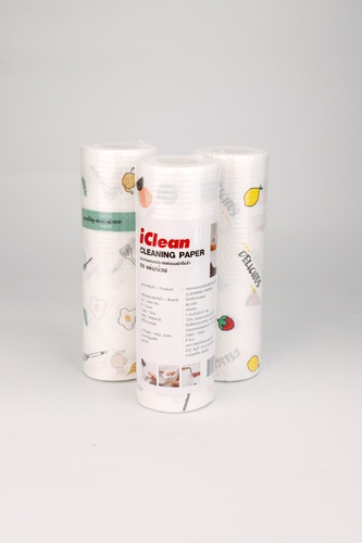 ICLEAN ผ้าเช็ดอเนกประสงค์แบบซักใช้ซ้ำ ขนาด 7.5x24.5 ซม. 50แผ่น/ม้วน รุ่น 6LL001 คละลาย