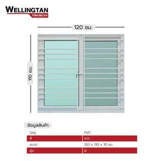 WELLINGTAN (TK) หน้าต่าง UPVC S-S มุ้ง  พร้อมเหล็กดัด 120x110 ซม. 