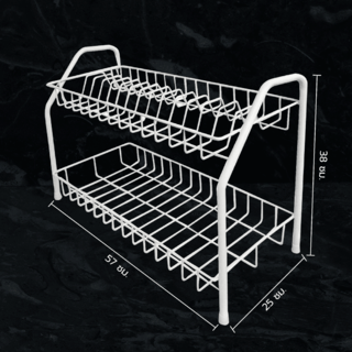 CLOSE ชั้นตะแกรงเหล็กคว่ำจาน 2 ชั้น TT-227 ขนาด 57x25x38 ซม. สีขาว