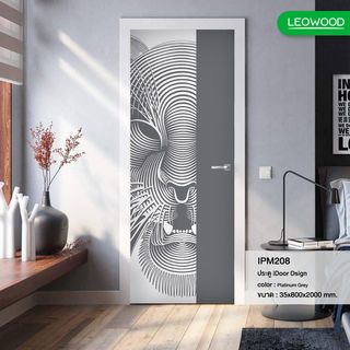 ประตู iDoor Premium Dsign พิมพ์ลาย 20 สี Platinum Grey ขนาด 35x800x2000 มม.