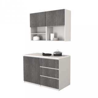 CLOSE ชุดครัวสำเร็จรูปหน้าท็อปเรียบหินอ่อน รุ่น DEWA-GY  ขนาด 120x60x80 ซม. สีเทา