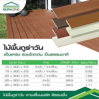 ดูร่าวัน ไม้พื้นลายเสี้ยน พลัส 2.5x15x300 ซม. สีรองพื้น