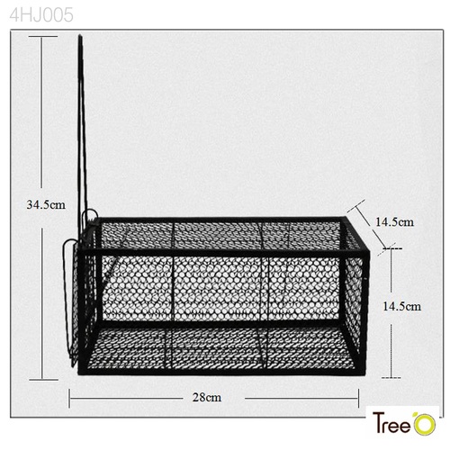 Tree O กรงดักหนูเล็ก รุ่น 4HJ005 ขนาด 14.5x28x14.5 ซม. สีดำ