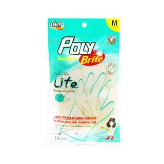 POLY-BRITE ถุงมือยางอนามัย SIZE  M ขนาด 26x14 ซม. 5 คู่/ซอง รุ่น EXTRA THUN LITE