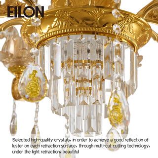 EILON โคมไฟเพดานคริสตัล 72W E14 LED 12หลอด แสงคูลไวท์ รุ่น LD763/12 GOLD