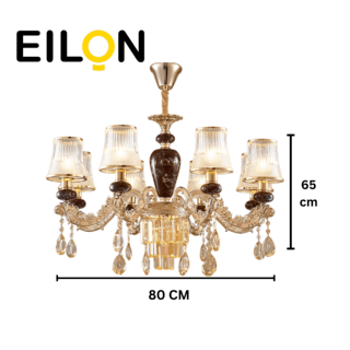 EILON โคมไฟเพดานคริสตัล 48W LED 8หลอด แสงคูลไวท์ รุ่น LD760/8