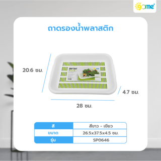 GOME ถาดรองน้ำพลาสติก 20.6x28x4.7 ซม. SP0646 สีขาวเขียว